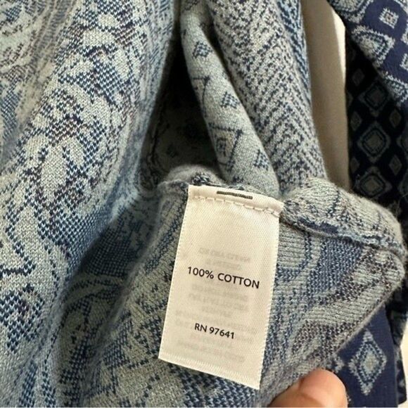 J.JILL BOHO MULTI PRINT LONG SLEEVE COTTON BLUE CARDIGAN XS - Picture 3 of 13